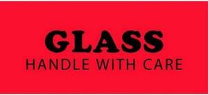 1-1/2" x 4" Glass Handle With Care Labels (500 per Roll)