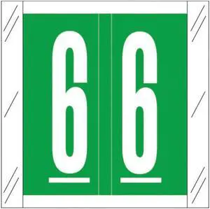 Tabbies Compatible "6" Numeric Labels, 100# Laminated Stock, 1-1/2" X 1-1/2" Individual Numbers - Roll of 500