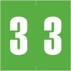 IEC/AFV Compatible Numeric "3" Labels, Laminated Stock, 1-7/8" X 1-7/8" Individual Numbers - Roll of 500