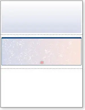 8-1/2'' x 11" Premier Blue / Red Prismatic Laser Check, Middle Position, 24# Stock (Carton of 2500) 8-1/2'' x 11" Premier Blue / Red Prismatic Laser Check, Middle Position, 24# Stock (Carton of 2500)