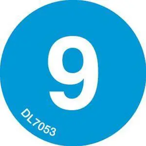 1" Diameter number 9 circle labels (500 per Roll)