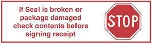 2" x 55 Yd 1.9 mil Polypropylene Hot Melt "STOP If Seal Broken..." Printed Tape (Case of 6 Rolls)