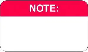 Chart labels - Red, "Note" 1-1/2" X 7/8" (Roll of 250)