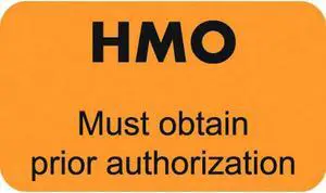 Insurance Labels, HMO Must obtain prior authorization  - Fl Orange, 1-1/2" X 7/8" (Roll of 250)