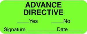 Advance Directive Labels, Fluorescent Green, 2-1/4" x 7/8", (Roll of 420)