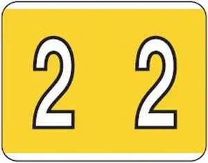 Kardex Compatible "2" Numeric Labels, Laminated Stock, 1-1/4" X 1-1/2" Individual Numbers - Roll of 500