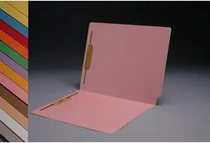 11pt Pink Folders, Full Cut 2-Ply END TAB, Letter Size, Fastener Pos #1 & #3 (Box of 50)