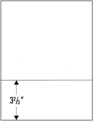 8-1/2" x 11" Laser Cut Sheet, 24# White Stock, 1 Horizontal Perforation 3-2/3" from Bottom (Carton of 2500)