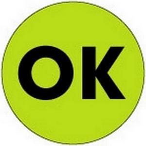 2" Diameter OK Circle Labels (500 per Roll)