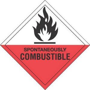 4" x 4" Spontaneously Combustible D.O.T. Subsidiary Risk Labels (500 per Roll)