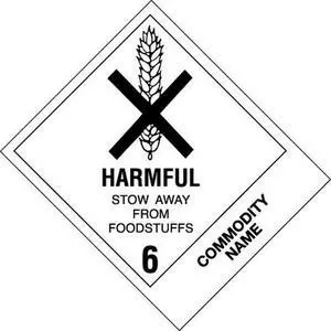 4" x 4-3/4" Harmful Stow Away from Foodstuffs - Poisonous Liquids, N.O.S. UN2810 Labels (500 per Roll)