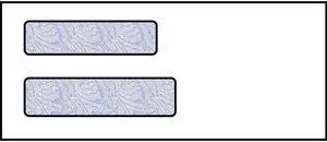 Check Double Window Envelope, 3-5/8" x 8-5/8", 24# White Wove, Quick Stick Seal, Blue Woodgrain Inside Tint (Box of 500)