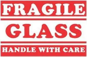 4" x 6" Fragile Glass Handle With Care Labels (500 per Roll)