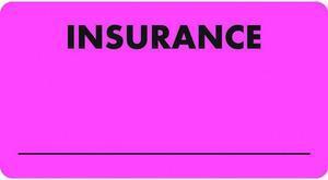 Insurance Labels, Insurance, Fluorescent Pink, 3-1/4" x 1-3/4" (Roll of 250)