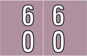 Barkley DBKE Compatible "60" Double Digit Labels, Laminated Stock, 1" X 1-1/2" Individual Numbers - Roll of 500