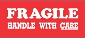 1-1/2" x 4" Fragile Handle With Care Labels (500 per Roll)