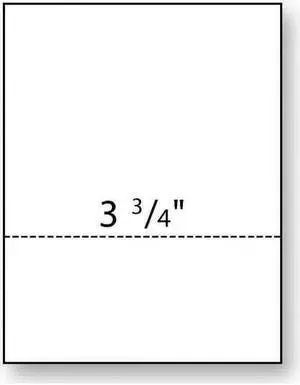 8-1/2'' x 11" Laser Cut Sheet, 24# White Stock, 1 Horizontal Perforation 3-3/4" from Bottom (Carton of 2500)