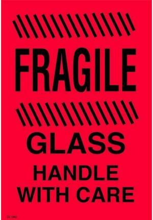 4" x 6" Fragile Glass Handle With Care Labels (500 per Roll)