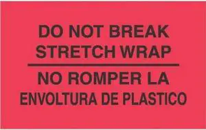 3" x 5" Do Not Break Stretch Wrap Bilingual Labels (500 per Roll)