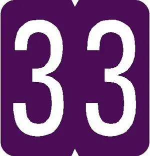 GBS Compatible Numeric "3" Labels, Laminated Stock, 1-5/16" X 1-1/4" Individual Numbers - Roll of 500