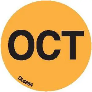 1" Diameter "Oct" Months of the year labels (500 per Roll)