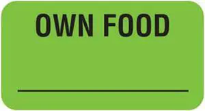 Own Food 1-5/8" x 7/8" Fl-Green Label (Roll of 560)
