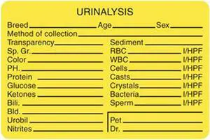 Urinalysis Breed/Age/Sex 3" x 2" Fl-Yellow Label (Roll of 320)