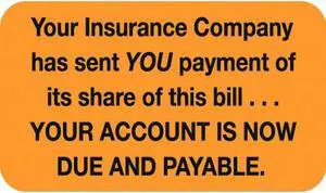 Insurance Labels, Account now Due, Fluorescent Orange, 1-1/2" x 7/8" (Roll of 250)