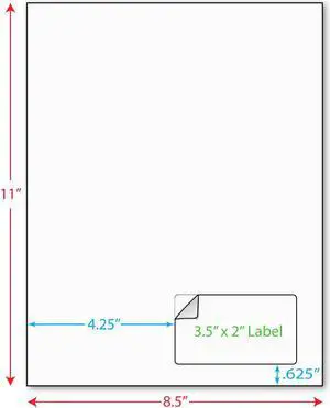 3-1/2" x 2" (3.5" x 2") Integrated Laser Label Form Sheets, 1 Label Right Edge (Carton of 1000)