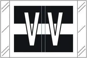 Tabbies Compatible "V" Labels, Polylaminated 100# Stock, 1 " X 1-1/2" Individual Letters - Roll of 500