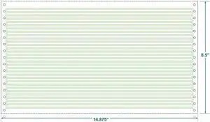 14-7/8" x 8-1/2" (W x H) Continuous 18# Computer Paper, 1/8" Green Bar (Carton of 2800)