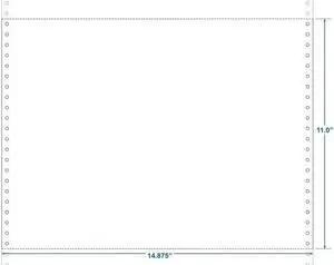 14-7/8" x 11" (W x H) Continuous 20# Computer Paper, Blank (Carton of 2600)