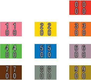 Barkley DBKM Compatible Double Digit Labels, Laminated Stock, 1" X 1-1/2", Starter Set - 10 Rolls of 500