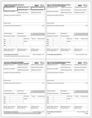 TFP W-2 P-Style 4-Up Employees Copies B, C, 2, 2 Combined - Pack of 100