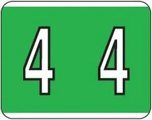 Kardex Compatible "4" Numeric Labels, Laminated Stock, 1-1/4" X 1-1/2" Individual Numbers - Roll of 500