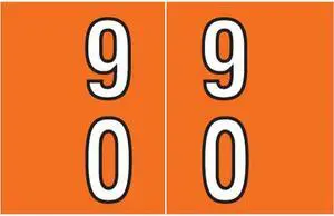 Barkley DBKE Compatible "90" Double Digit Labels, Laminated Stock, 1" X 1-1/2" Individual Numbers - Roll of 500