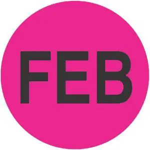 2" Diameter February Circle Labels (500 per Roll)
