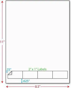 2" x 1" Integrated Laser Label Form Sheets, 4 Across Labels (Carton of 1000)
