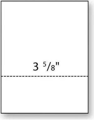 8-1/2'' x 11" Laser Cut Sheet, 20# White Stock, 1 Horizontal Perforation 3-5/8" from Bottom (Carton of 2500)
