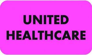 Insurance Labels, UNITED HEALTHCARE - Fl Pink, 1-1/2" X 7/8" (Roll of 250)