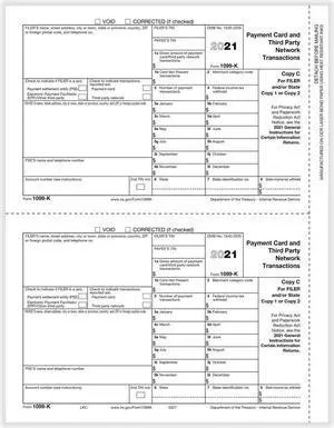 TFP 1099-K Filer Copy C and/or State/Copy 1, 2 - Pack of 100