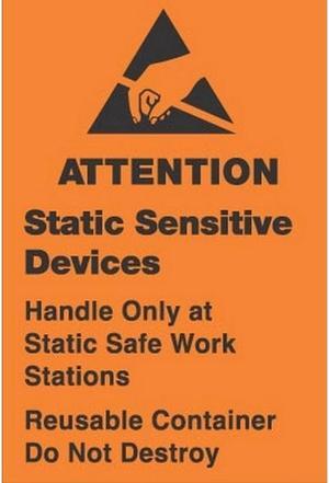 1-3/4" x 2-1/2" Removable Attention Static Sensitive Labels (500 per Roll)