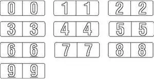 Barkley NBWM Compatible White Mini Numeric Labels, Laminated Stock, 1/2" X 1-1/2", Starter Set - 10 Rolls of 500