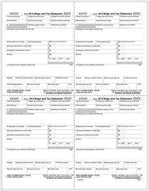 TFP W-2 W-Style Alternate 4-Up Employers Copies 1/D, 1/D, 1/D, 1/D - Pack of 100