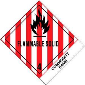 4" x 4-3/4" Flammable Solid Labels (500 per Roll)