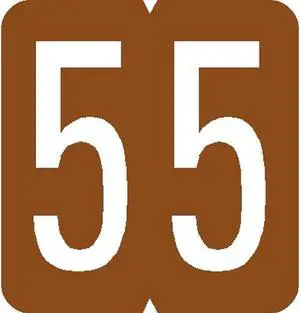 GBS Compatible Numeric "5" Labels, Laminated Stock, 1-5/16" X 1-1/4" Individual Numbers - Roll of 500