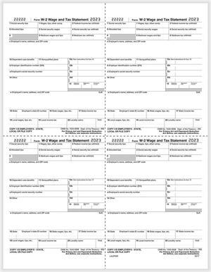 TFP W-2 W-Style Alternate 4-Up Employers Copies 1/D, 1/D, 1/D, 1/D - Pack of 500 TFP W-2 W-Style Alternate 4-Up Employers Copies 1/D, 1/D, 1/D, 1/D - Pack of 500