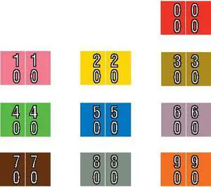 Barkley DBKE Compatible Double Digit Labels, Laminated Stock, 1" X 1-1/2", Starter Set - 10 Rolls of 500
