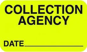 Billing Collection Labels, Fl Chartreuse - COLLECTION AGENCY DATE___, 1-1/2" X 7/8" (Roll of 250)