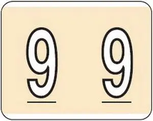 Kardex Compatible "9" Numeric Labels, Laminated Stock, 1-1/4" X 1-1/2" Individual Numbers - Roll of 500